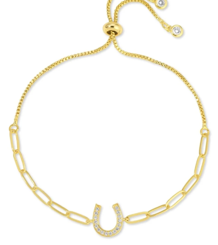 Bracelet - Pave horseshoe pulley, Gold