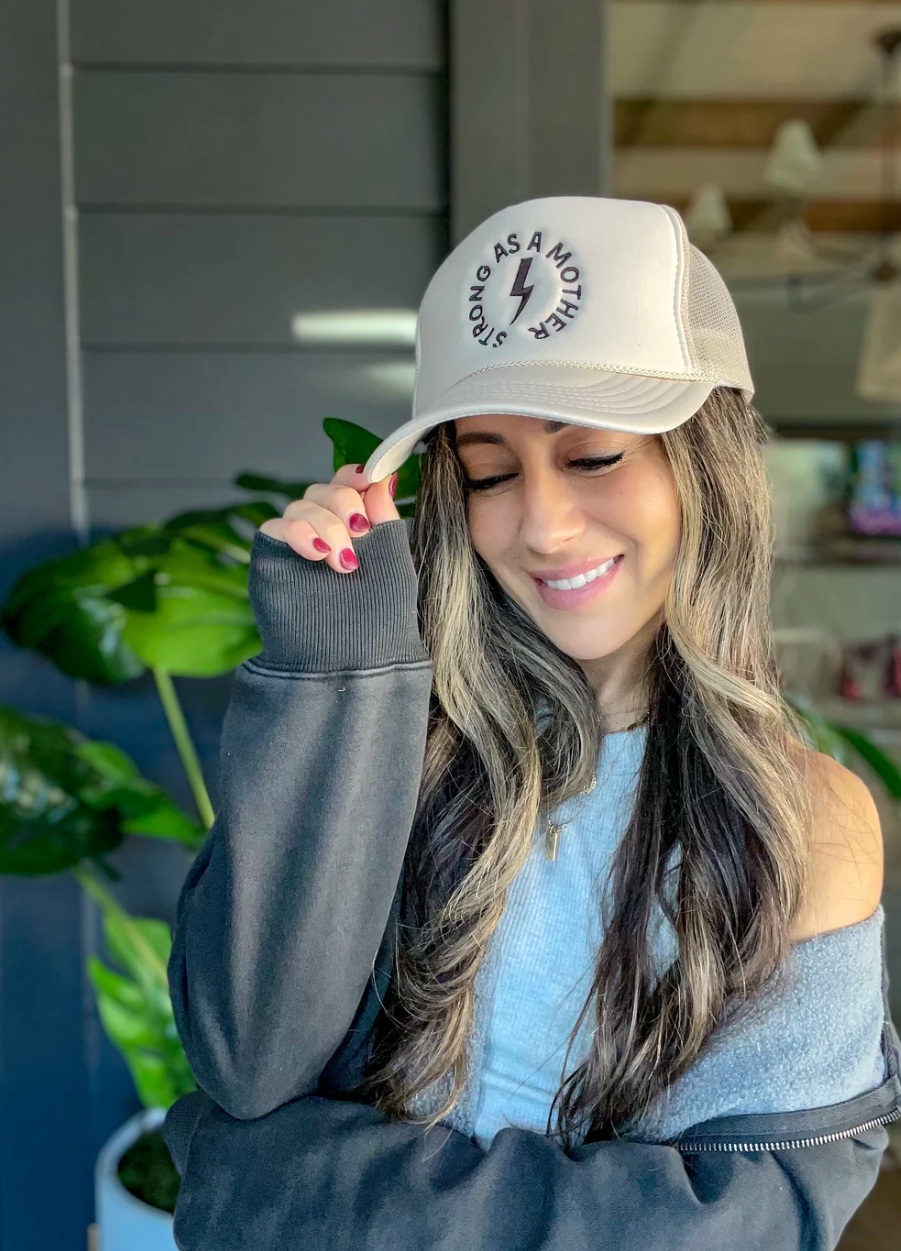 Strong as a mother® Embroidered Trucker Hat Sand | Sand