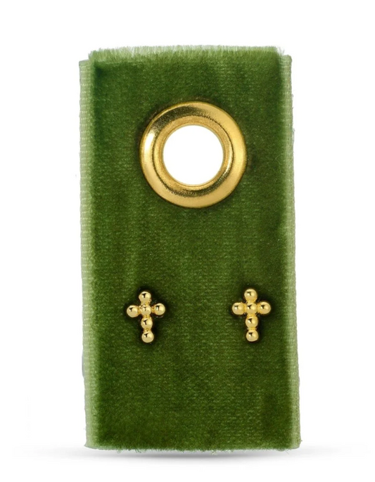 PETITE DOT CROSS STUDS