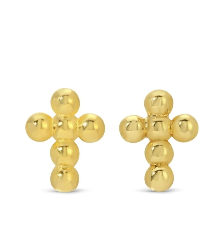 PETITE DOT CROSS STUDS