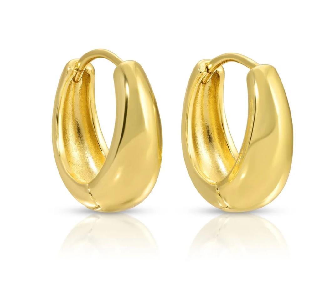 Earrings - Simple narrow to wide huggie, Gold