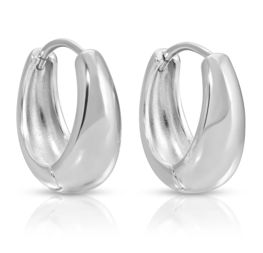 Earrings - Simple narrow to wide huggie, Slv
