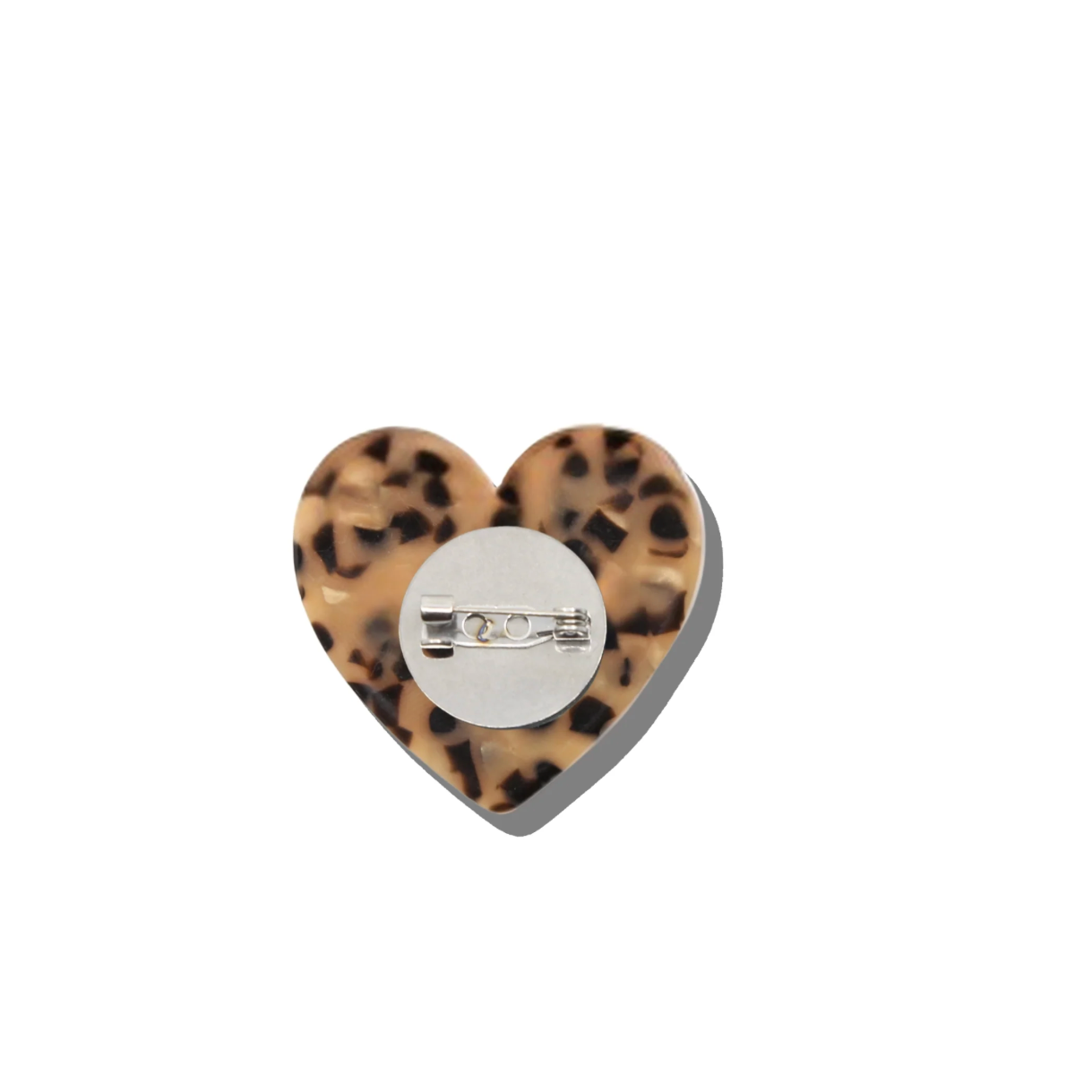 Hand Painted Heart Leopard Brooch Pin