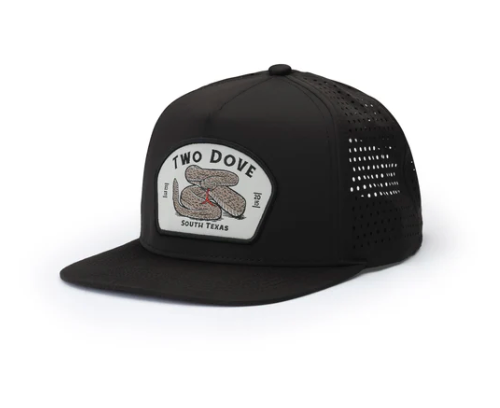 Two Dove Perforated Nylon Rattlesnake Patch Cap - Black