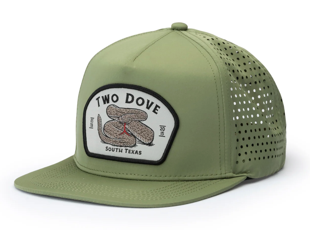 Two Dove Perforated Nylon Rattlesnake Patch Cap - Green