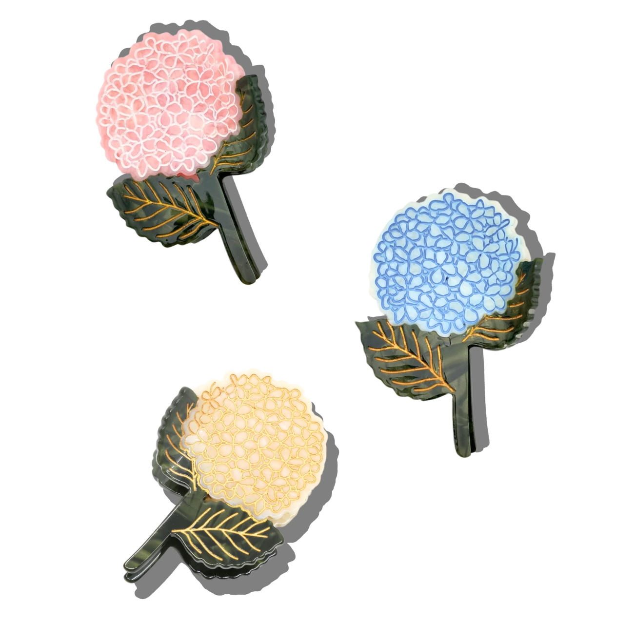 HAND-PAINTED HYDRANGEA CLAW HAIR CLIP