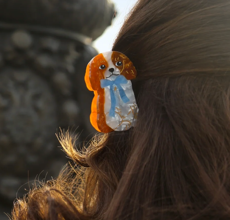 HAND-PAINTED KING CHARLES CLAW HAIR CLIP