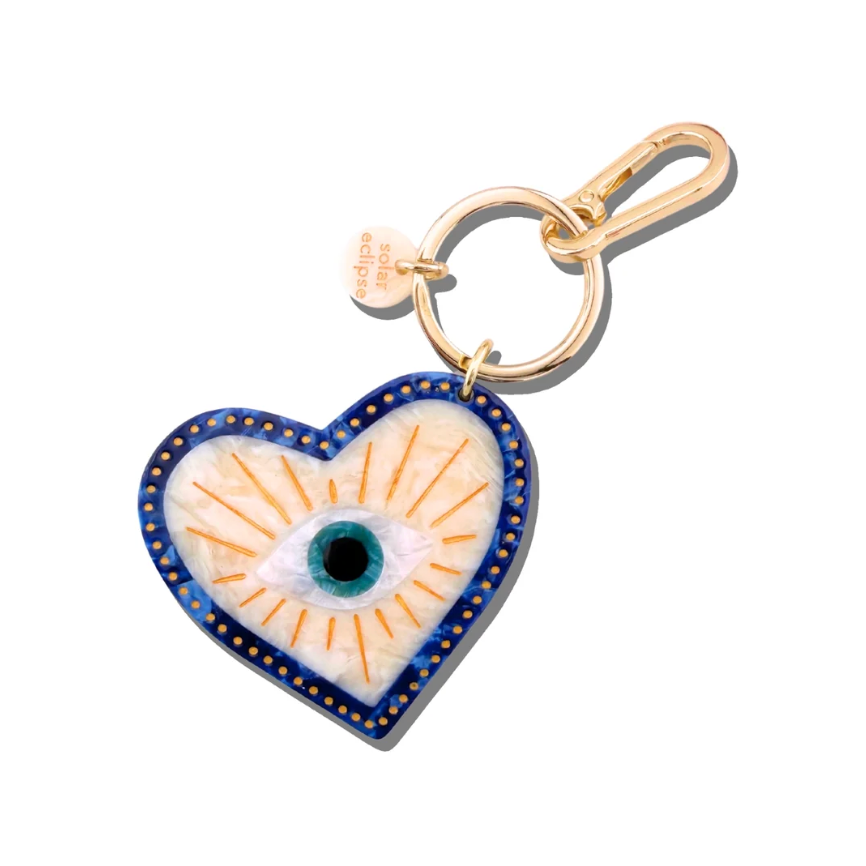 HAND-PAINTED COASTAL LUCKY EYE BAG CHARM + KEYCHAIN