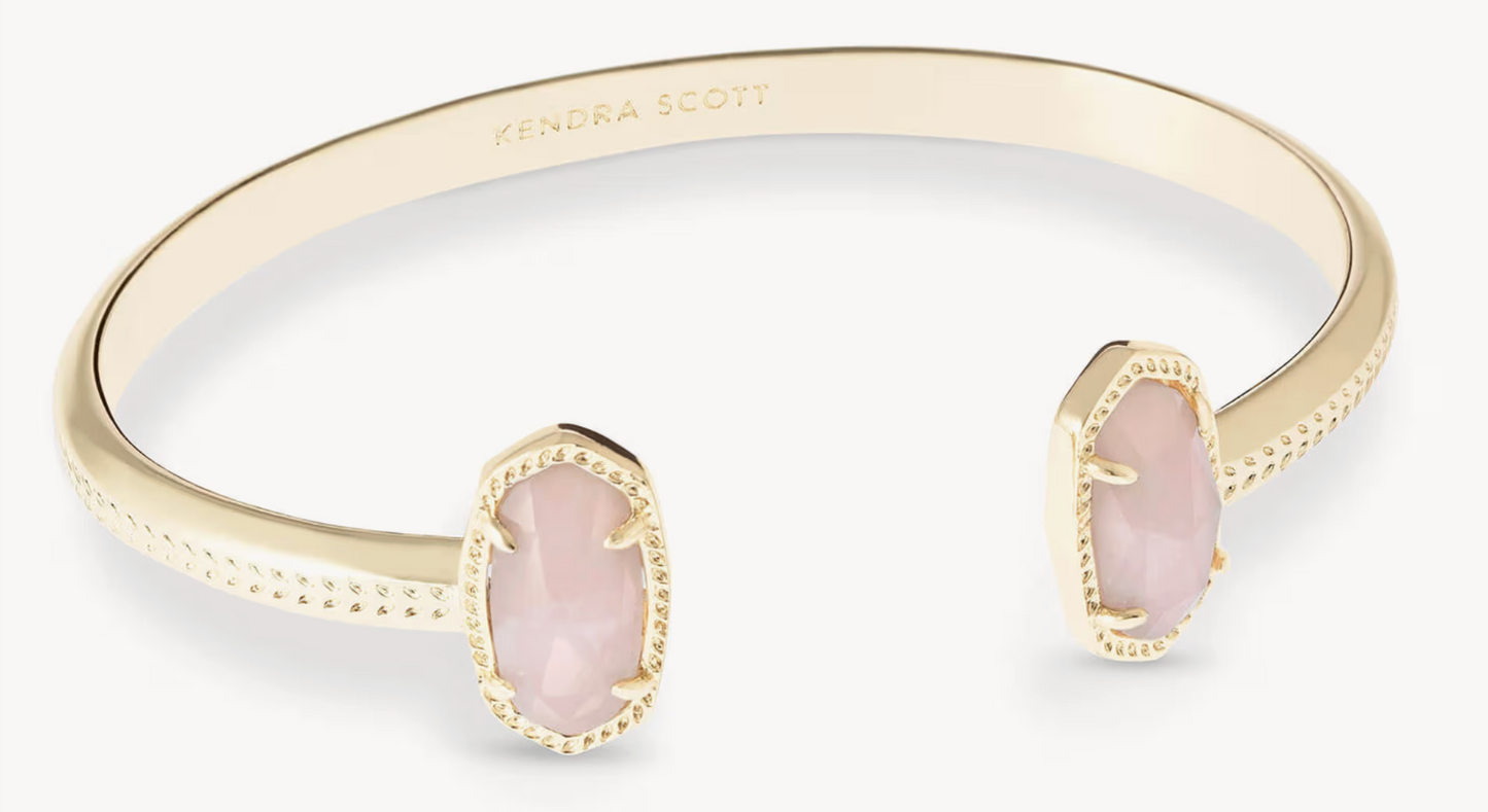 ELTON CUFF BRACELET GOLD ROSE QUARTZ