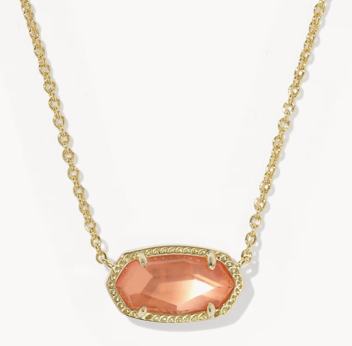 ELISA PENDANT NECKLACE GOLD BURNT ORANGE MOTHER OF PEARL