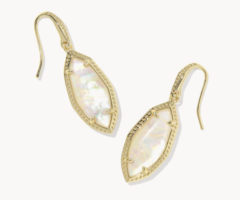 OPHELIA SMALL DROP EARRINGS GOLD IRIDESCENT ABALONE