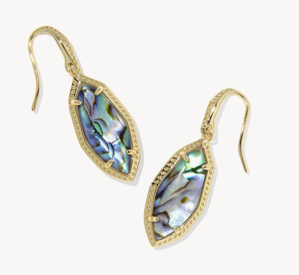 OPHELIA SMALL DROP EARRINGS GOLD ABALONE SHELL