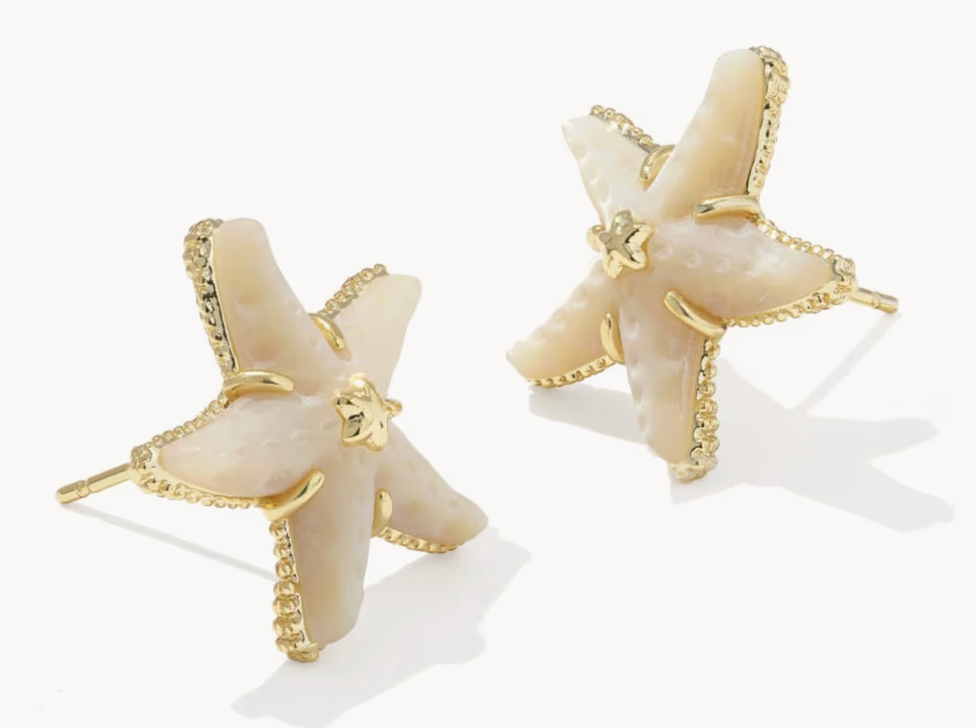 PARKER STARFISH STUD EARRINGS GOLD NATURAL MOTHER OF PEARL