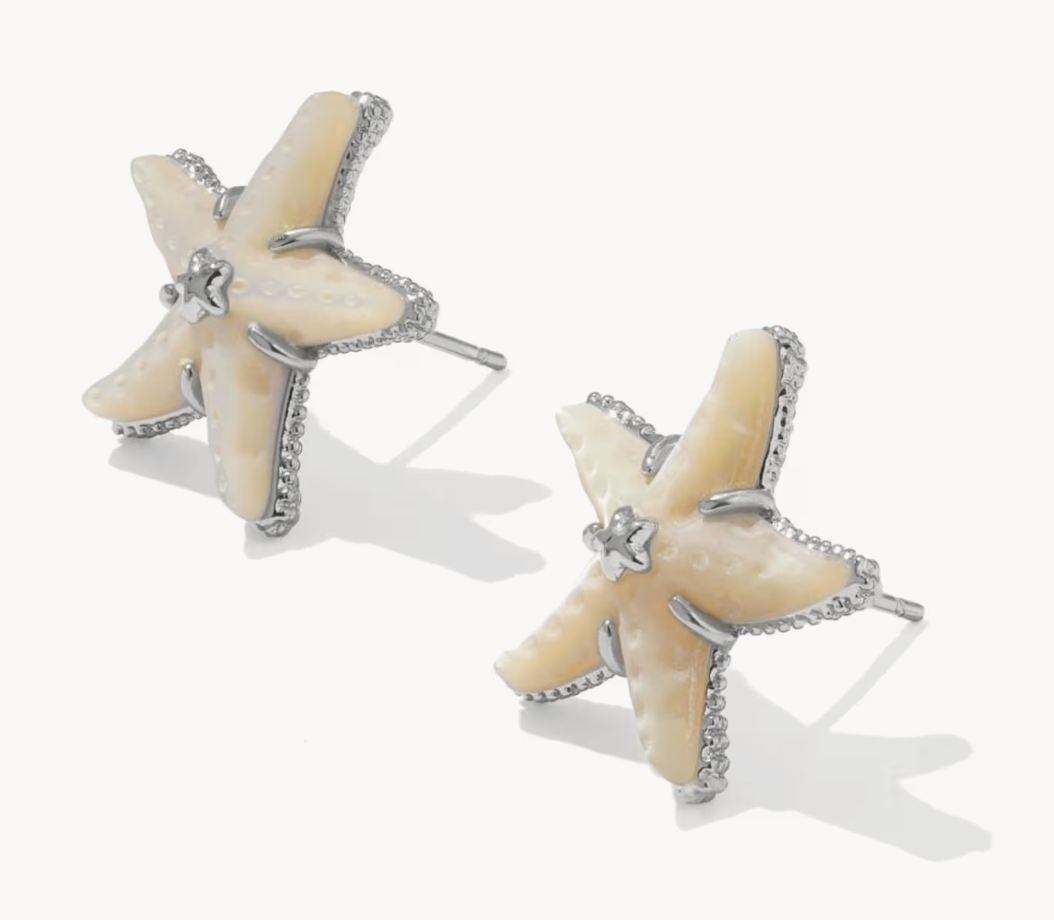 PARKER STARFISH STUD EARRINGS SILVER NATURAL MOTHER OF PEARL