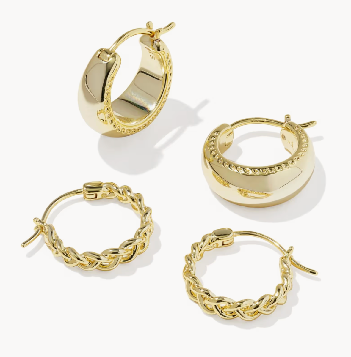GABRIELLA SET OF HUGGIE EARRINGS GOLD