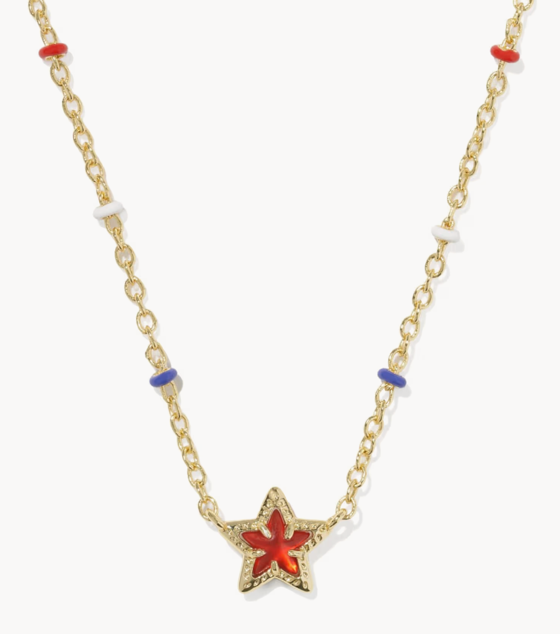 MINI CASSIDY SHORT PENDANT NECKLACE GOLD RED ILLUSION