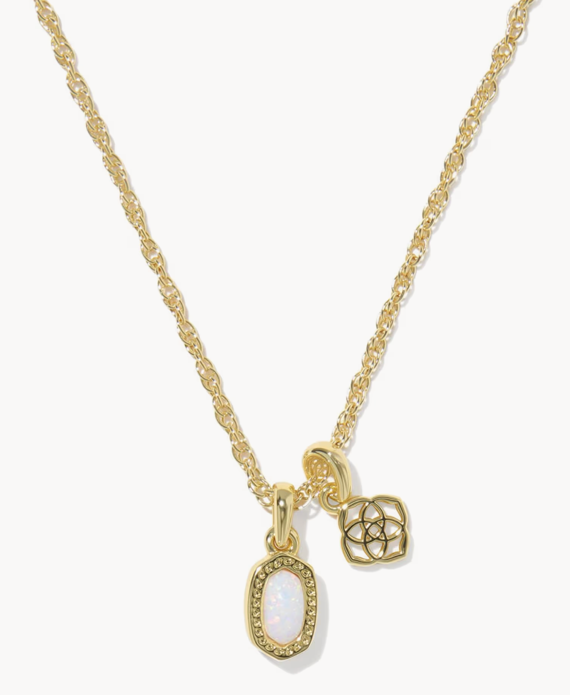 MINI ELISA DIRA NECKLACE GOLD BRIGHT WHITE LAB GROWN OPAL