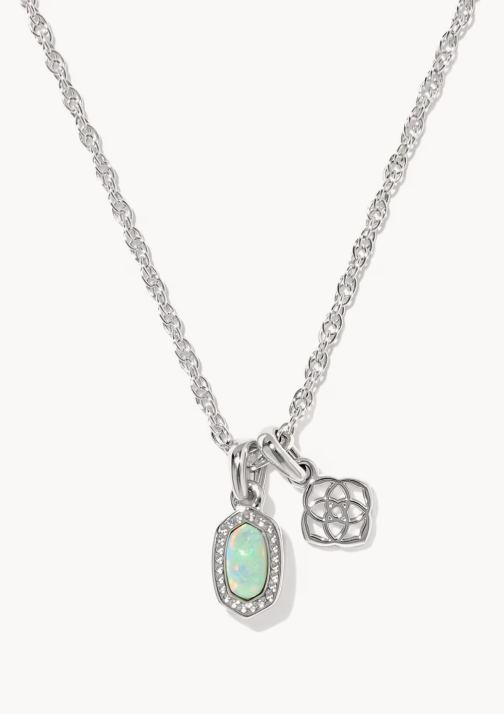 MINI ELISA DIRA NECKLACE SILVER GREEN LAB GROWN OPAL