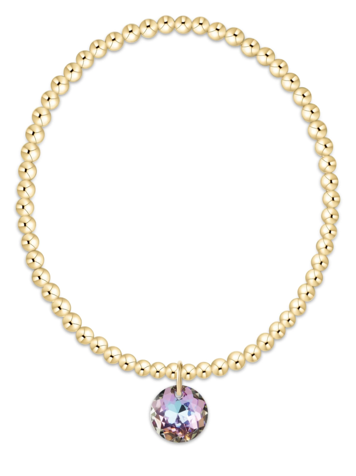Classic Gold 3mm Bracelet - Reflection Charm - 06