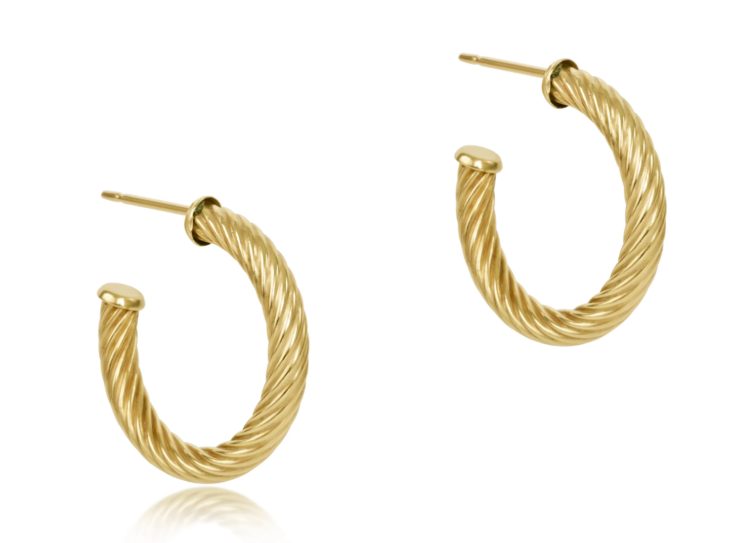 Round Gold 1.125" Post Hoop - 4mm - Textured Twist