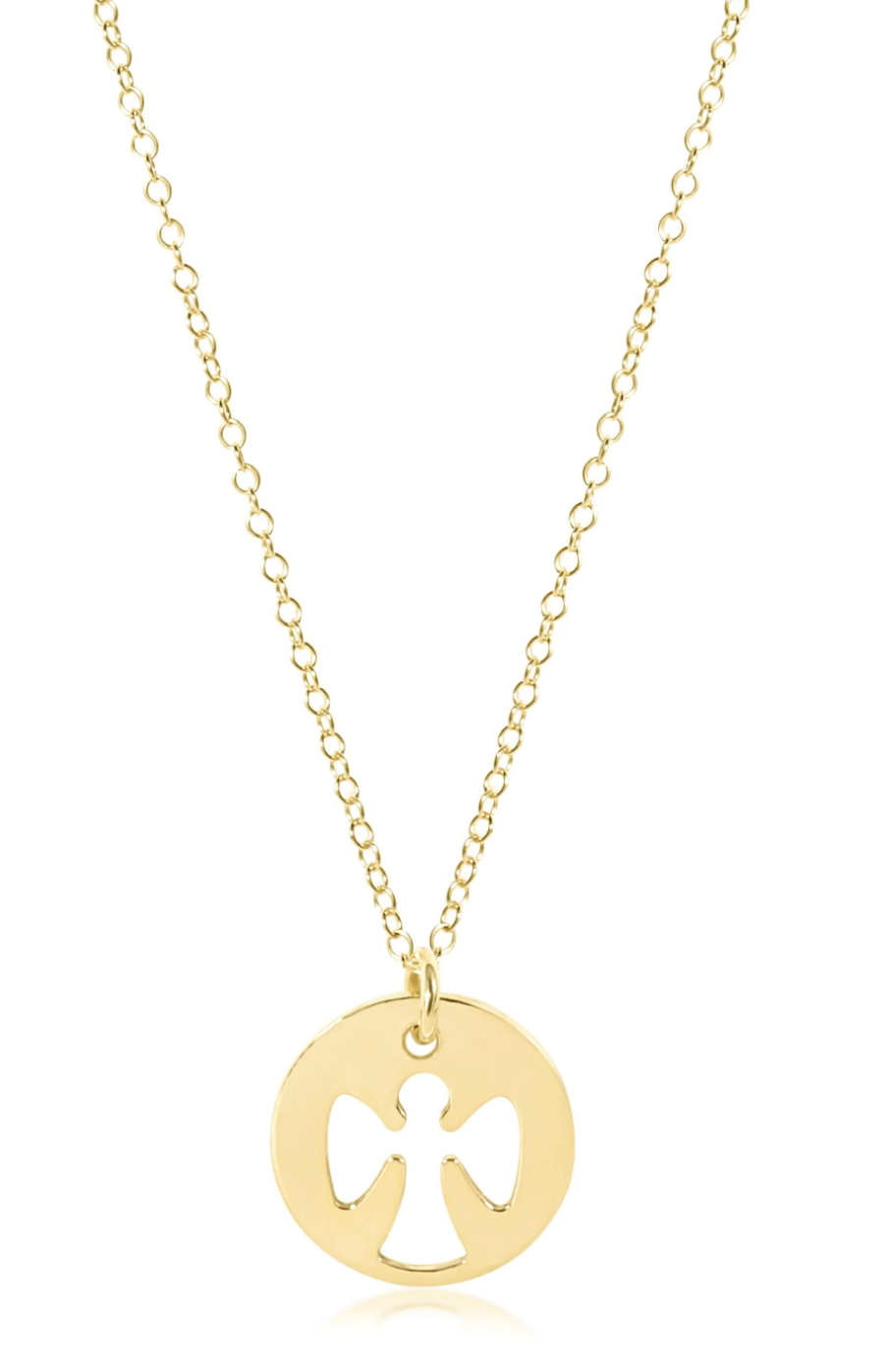 16" Necklace Gold - Guardian Angel Gold Disc