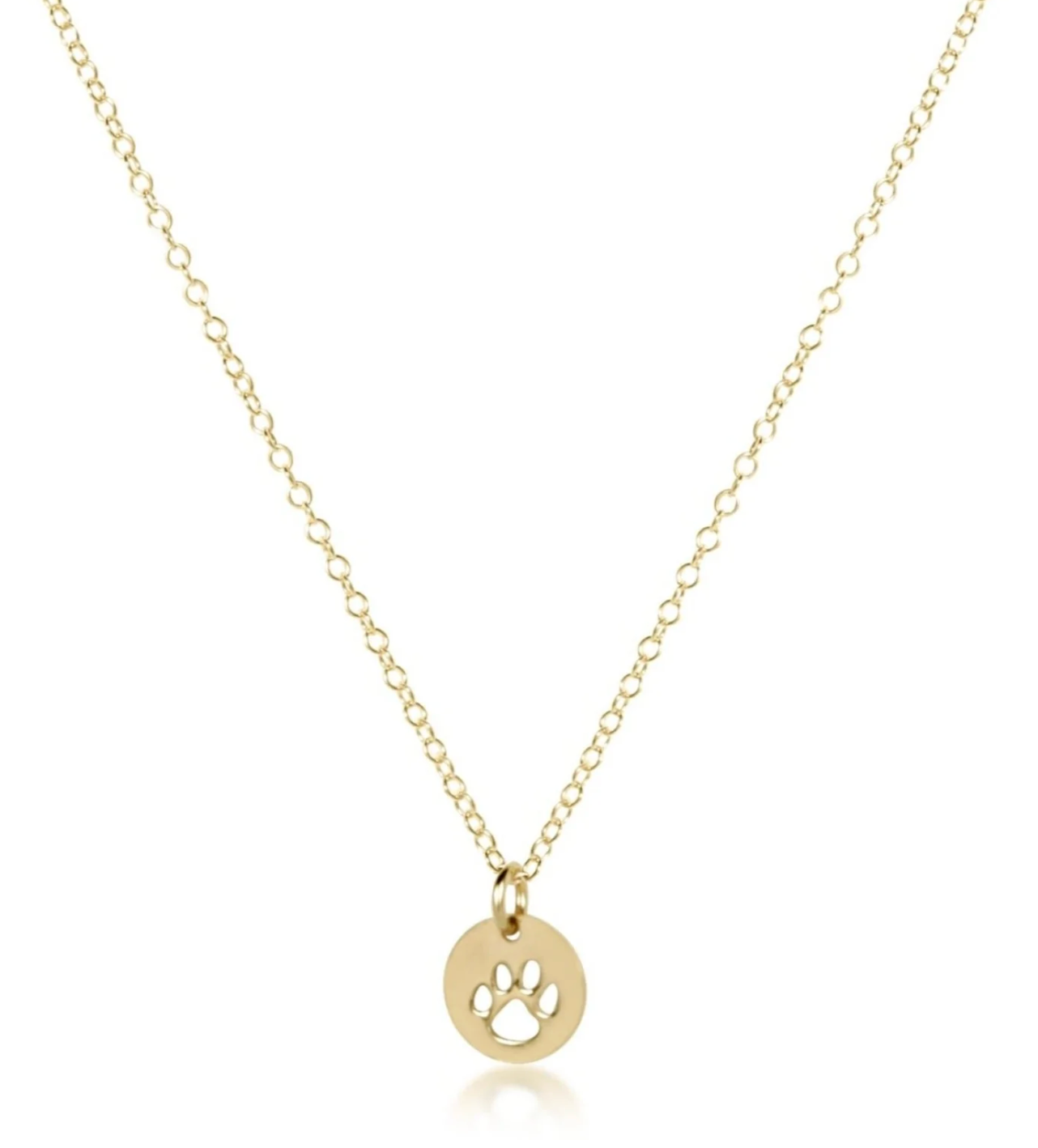 16" Necklace Gold - Paw Print Small Gold Disc