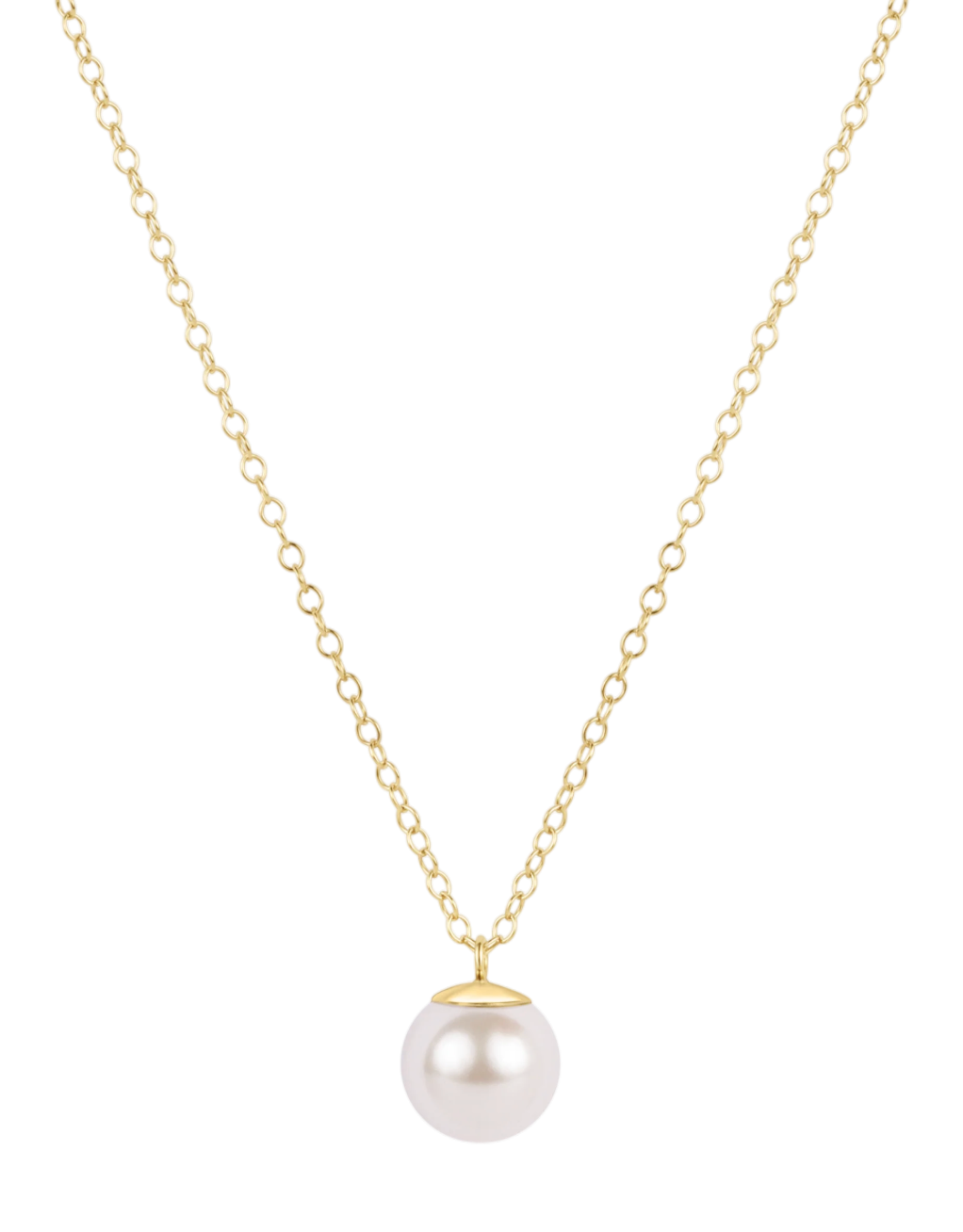 16" Necklace Gold - Classic Pearl 8mm Charm