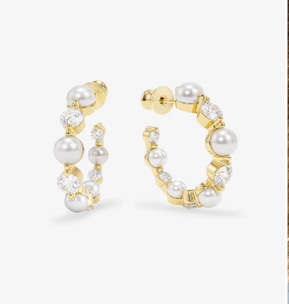 She's an Icon Pearl Hoops 1"