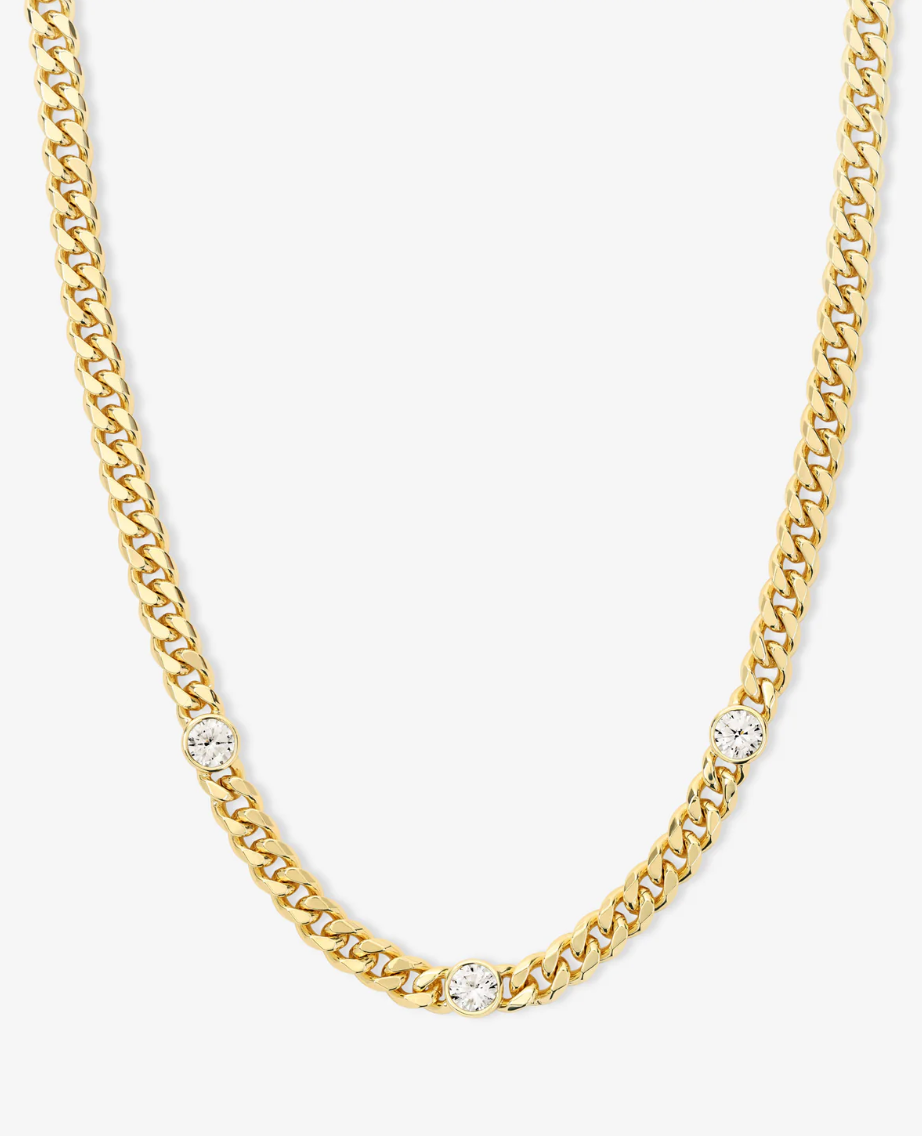 Julian Triple Diamond Cuban Chain Necklace 18'