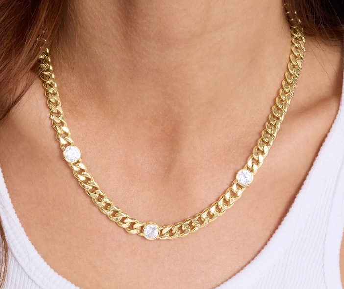 Julian Triple Diamond Cuban Chain Necklace 18'