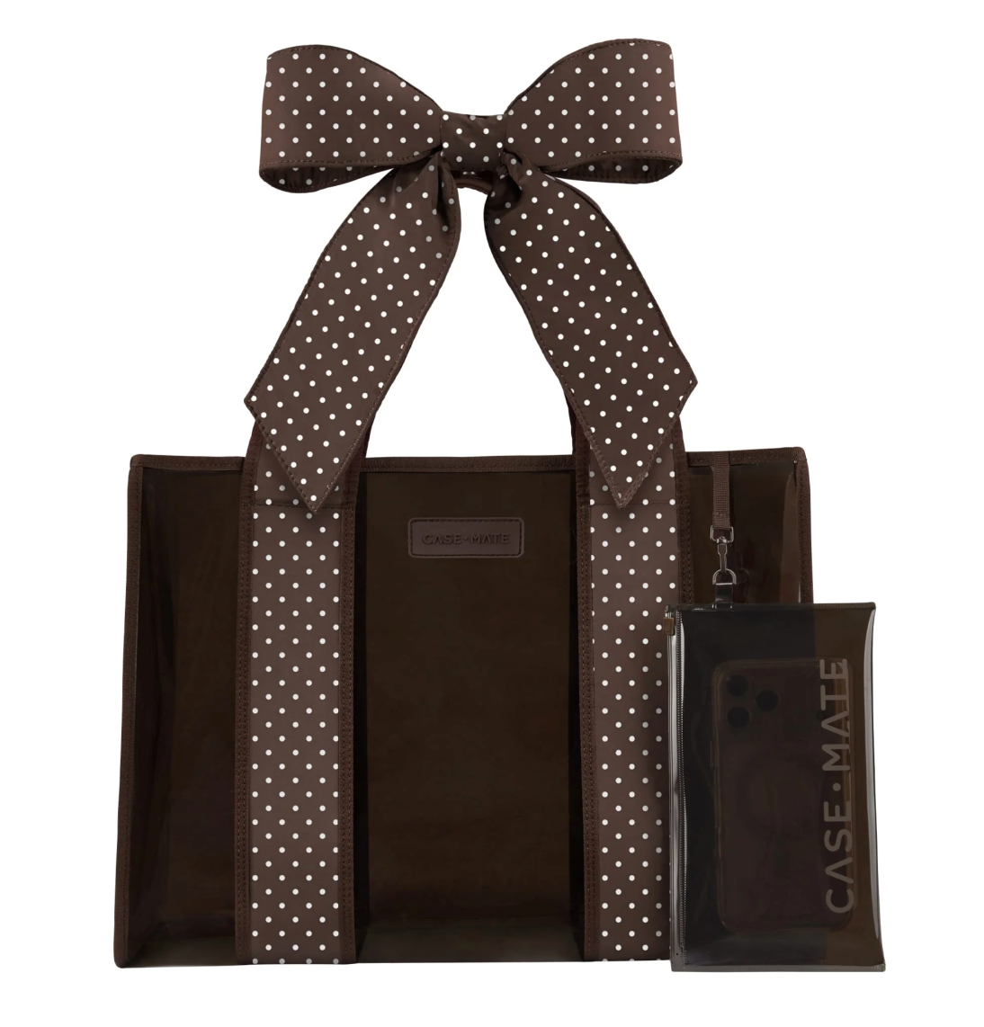 Jelly Tote w/ Phone Pouch - Espresso  Dot Bow