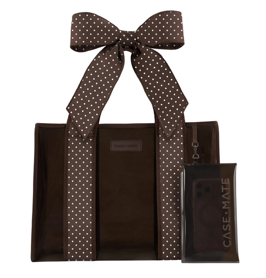 Jelly Tote w/ Phone Pouch - Espresso  Dot Bow