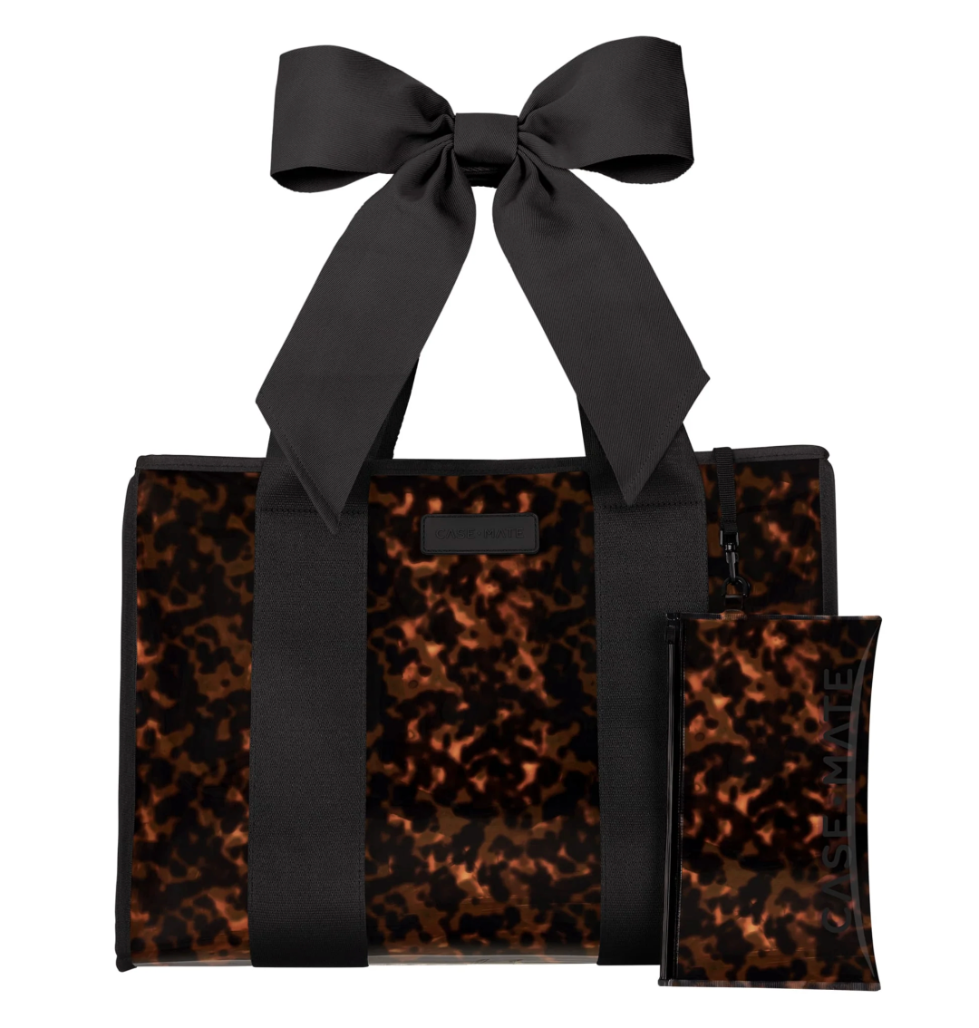 Jelly Tote w/ Phone Pouch - Tortoise  Shell Bow
