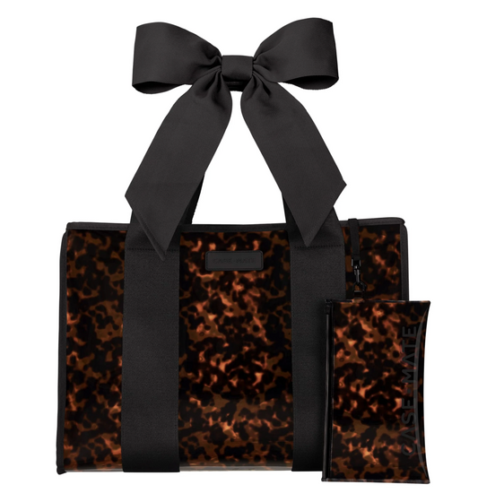 Jelly Tote w/ Phone Pouch - Tortoise  Shell Bow