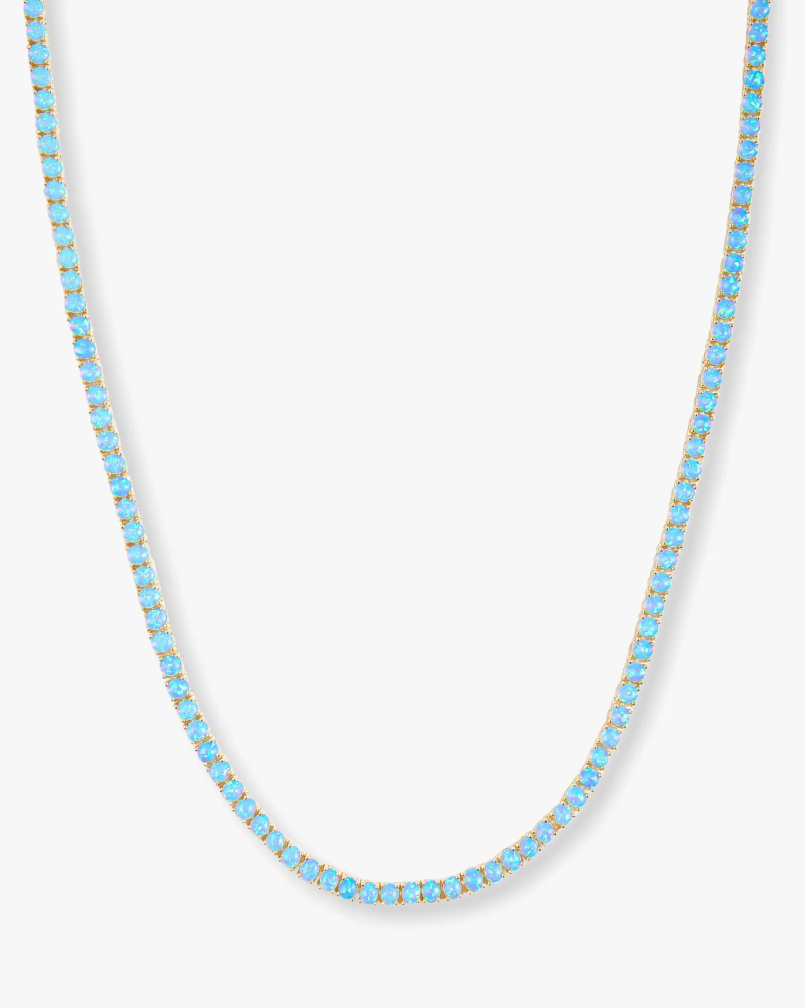 Grand Heiress Blue Opal Tennis Necklace