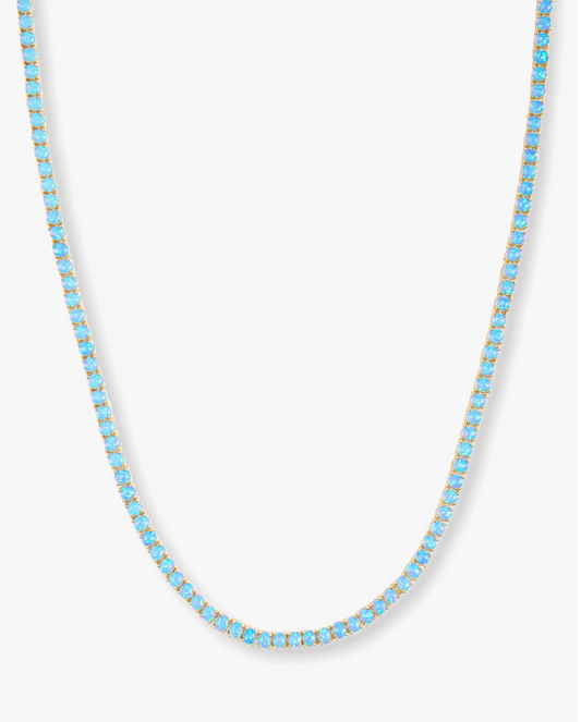 Grand Heiress Blue Opal Tennis Necklace