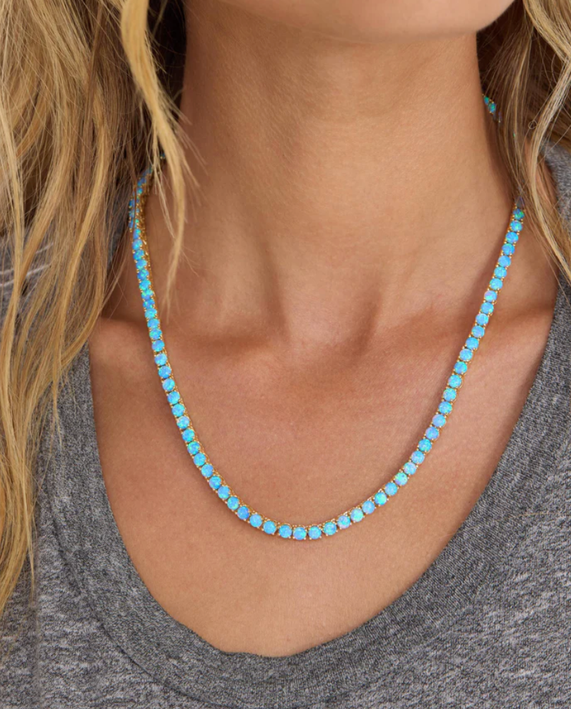 Grand Heiress Blue Opal Tennis Necklace