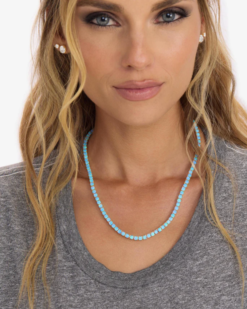 Grand Heiress Blue Opal Tennis Necklace