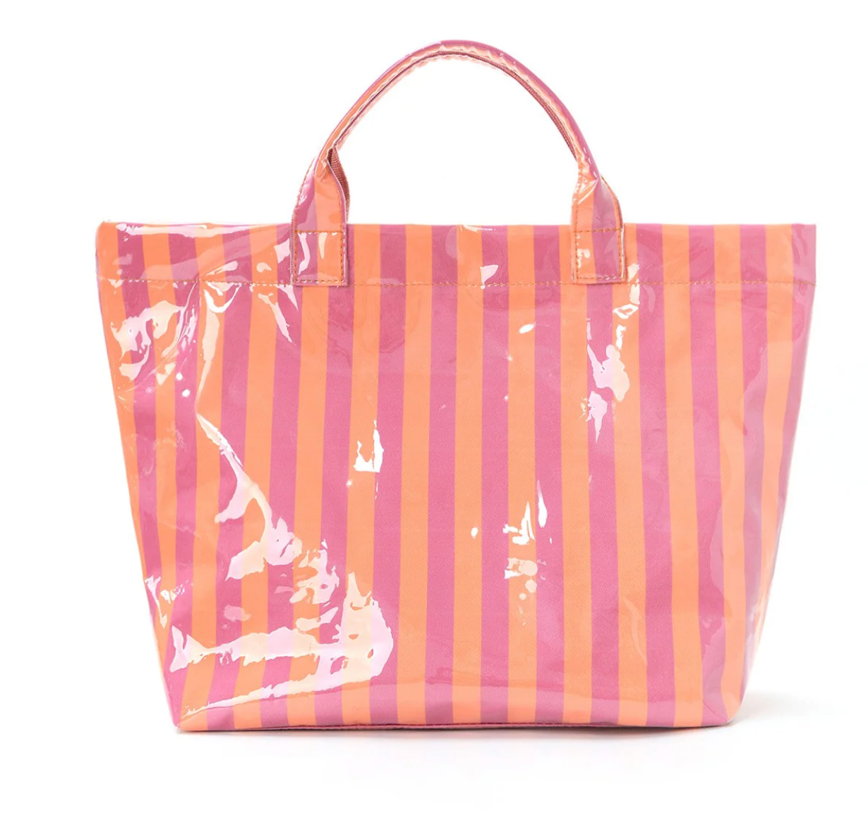 LARGE STRIPED VINYL TOTE BAG