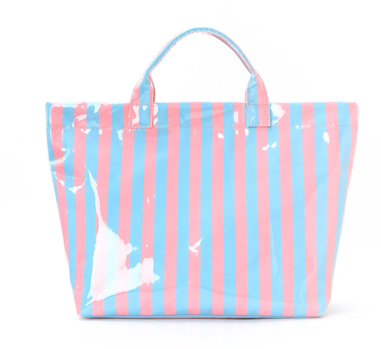 LARGE STRIPED VINYL TOTE BAG