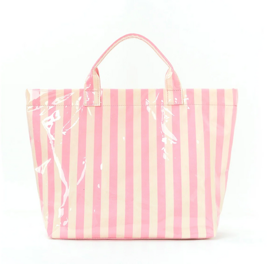 LARGE STRIPED VINYL TOTE BAG