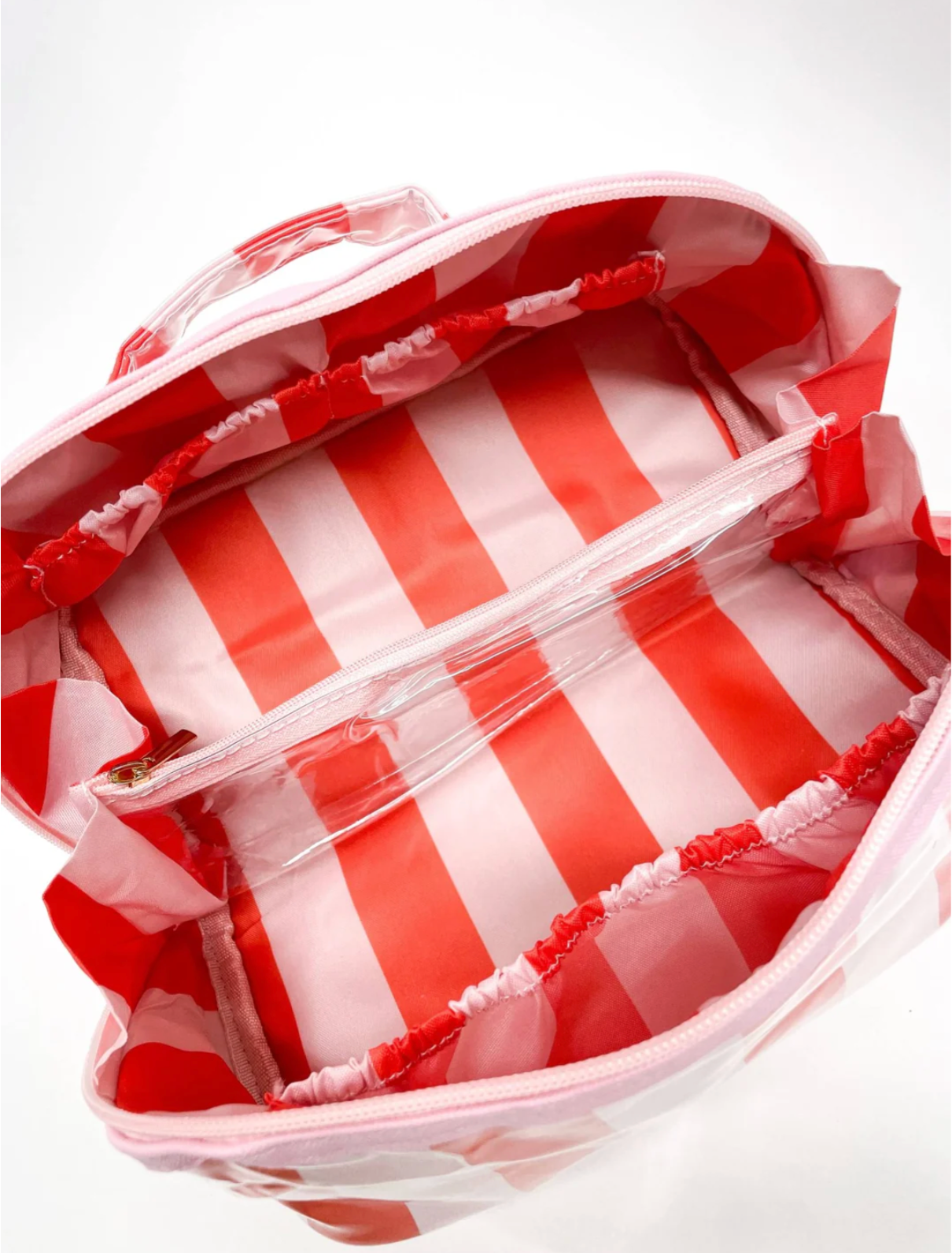 GLOSS & GO- COLORFUL STRIPE WIPEABLE COSMETIC TOILETRY BAG