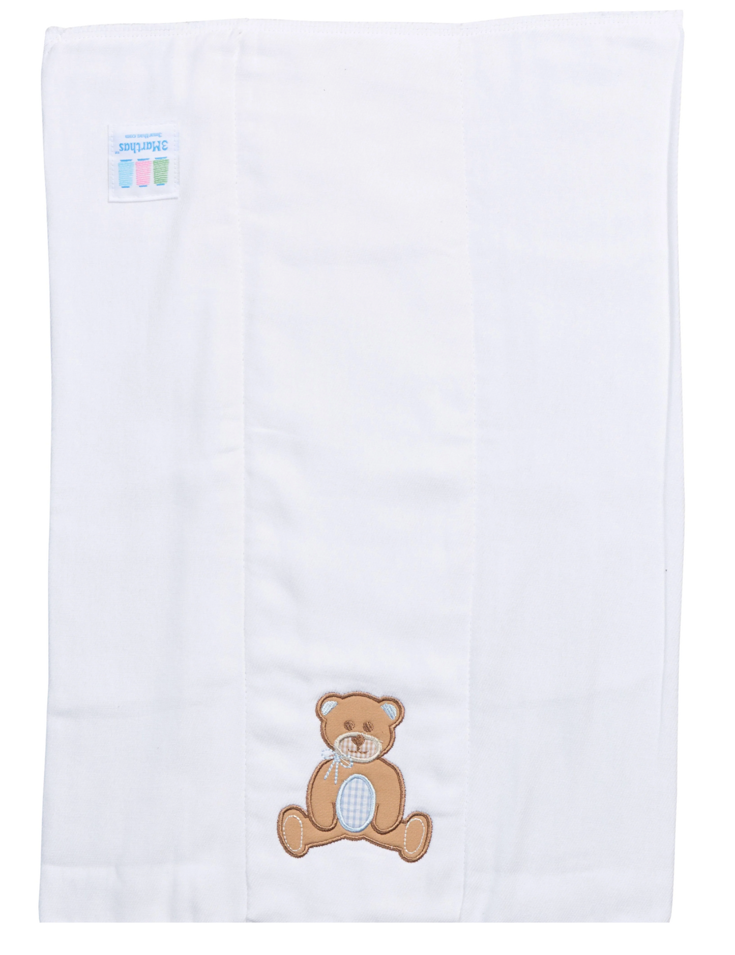 Teddy Bear Applique Burp, Blue