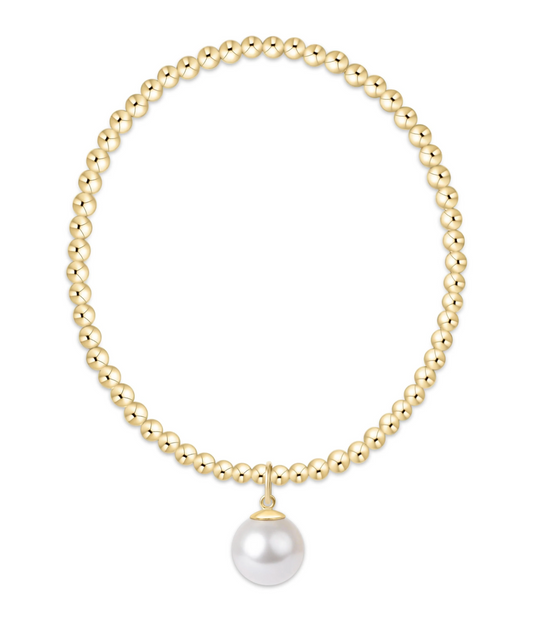 classic gold 3mm bracelet - classic pearl 10mm charm