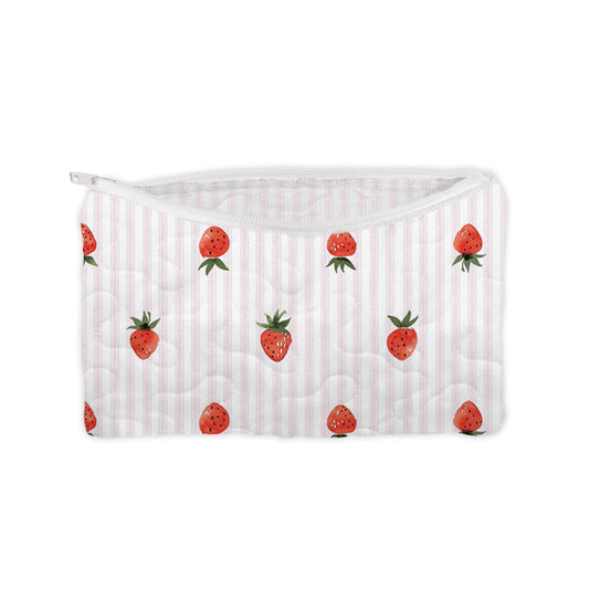 Strawberry Crush Pink Quilted Makeup Bag