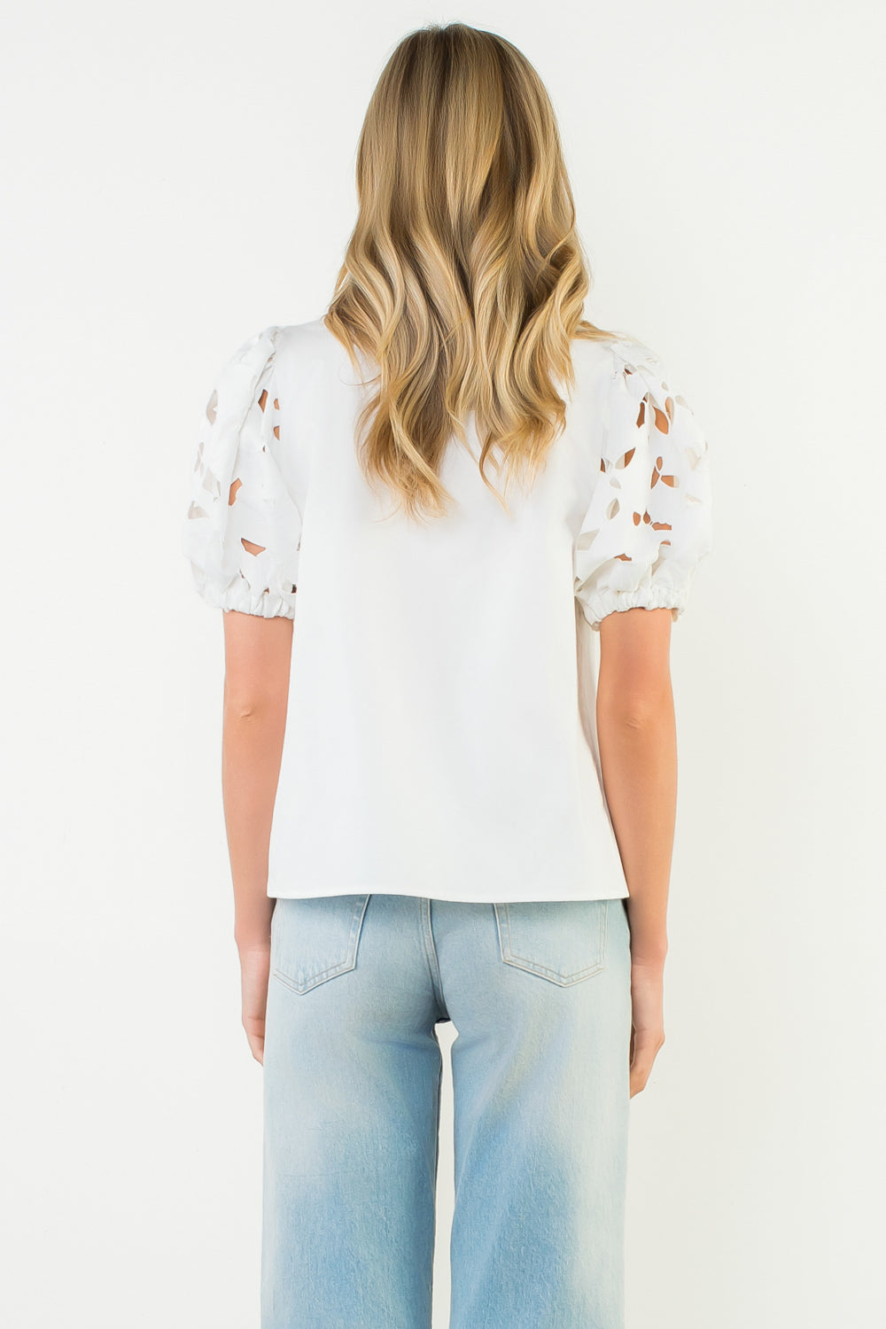 Eyelit Puff Sleeve Top
