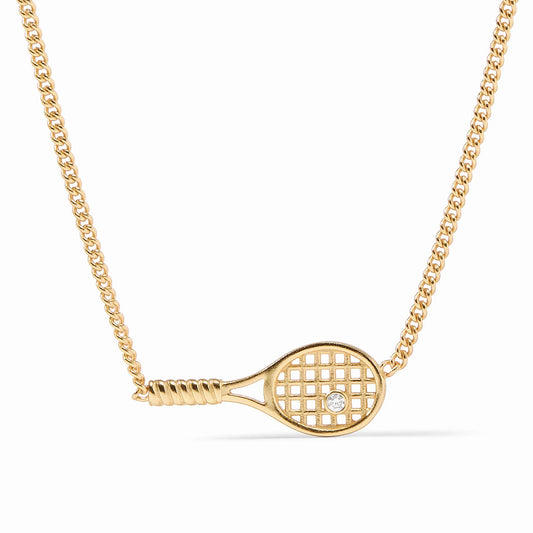 Tennis Racquet Delicate Necklace-Cubic Zirconia-OS