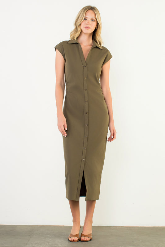 SLEEVELESS RUCHED MAXI DRESS