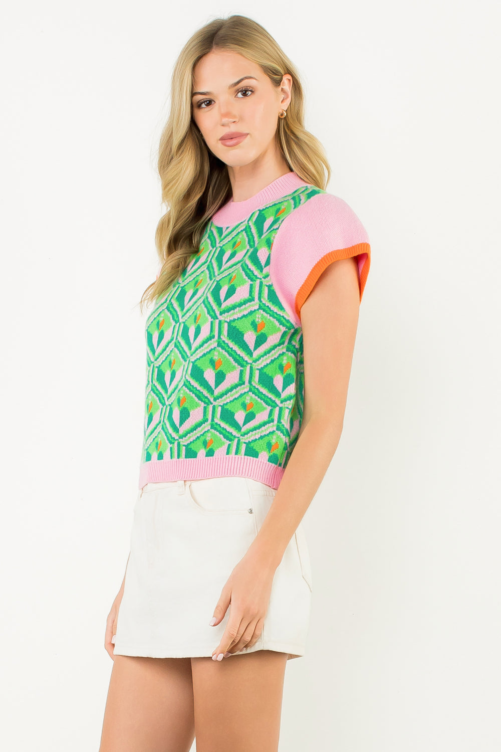 SS PATTERN KNIT TOP