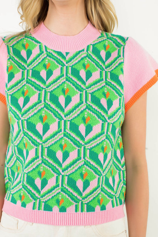 SS PATTERN KNIT TOP